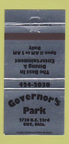Matchbook Cover - Governor's Park Oklahoma City OK 30 Strike
