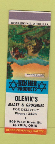 Matchbook Cover - Olenik's Meats Grocery Jewish Kosher Elyria OH SAMPLE