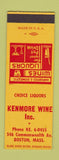 Matchbook Cover - Kenmore Wine Boston MA liquor SAMPLE