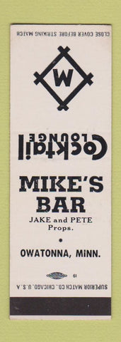 Matchbook Cover - Mike's Bar Owatonna MN SAMPLE