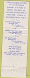 Matchbook Cover - First Federal Meriden Cheshire Middletown