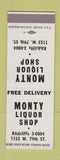 Matchbook Cover - Monty Liquor Store SAMPLE