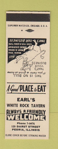 Matchbook Cover - Earl's White Rock Tavern Peoria IL SAMPLE