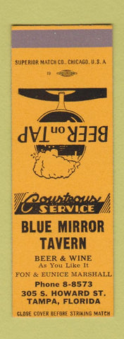 Matchbook Cover - Blue Mirror Tavern Tampa FL SAMPLE
