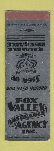 Matchbook Cover - Fox Valley Insurance Aurora IL? WEAR SAMPLE