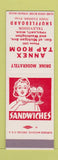 Matchbook Cover - Annex Tap Room Ypsilanti MI shuffleboard girlie SAMPLE