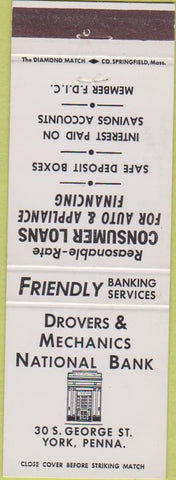Matchbook Cover - Drovers Mechanics Bank York PA