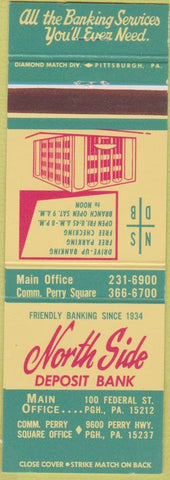 Matchbook Cover - North Side Bank Pittsburgh PA