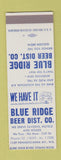 Matchbook Cover - Blue Ridge Beer Distributor Pittsburgh PA SAMPLE