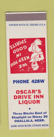 Matchbook Cover - Oscar's Drive In Liquor Ogallala NE low phone # SAMPLE