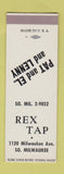 Matchbook Cover - Rex Tap South Milwaukee WI bar SAMPLE
