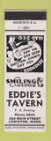 Matchbook Cover - Eddie's Tavern Lewiston ID low phone #