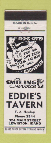 Matchbook Cover - Eddie's Tavern Lewiston ID low phone #