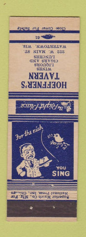 Matchbook Cover - Hoeffner's Tavern Watertown WI