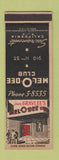 Matchbook Cover - Mel O Dee Club Sacramento CA