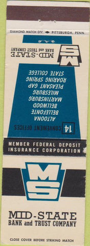 Matchbook Cover - Mid State Bank Altoona Bellwood Milesburg PA