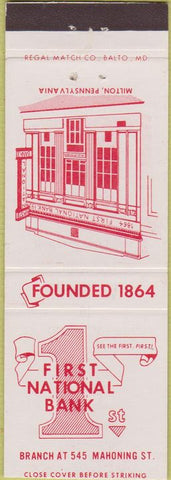 Matchbook Cover - First National Bank Milton PA