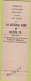 Matchbook Cover - First National Bank Milton PA