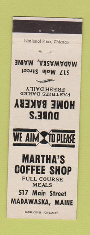Matchbook Cover - Martha's Coffee Shopo Dube's Bakery Madawaska ME