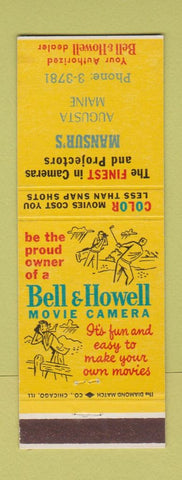 Matchbook Cover - Mansur's Augusta ME Bell Howell Movie Camera