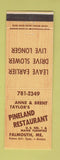 Matchbook Cover - Pineland Restaurant Falmouth ME