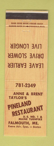 Matchbook Cover - Pineland Restaurant Falmouth ME