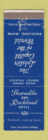 Matchbook Cover - Thorndike Rockalnd Hotel Rockland ME