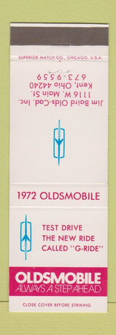 Matchbook Cover - 1972 Oldsmobile Kent OH Jim Baird Cadillac