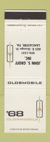 Matchbook Cover - 1968 Oldsmobile John Groff Lancaster PA