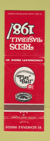 Matchbook Cover - 1981 Cincinnati Reds Baseball schedule WEAR