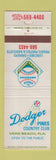 Matchbook Cover - Dodgers Pines Country Club Vero Beach FL baseball