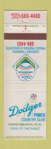 Matchbook Cover - Dodgers Pines Country Club Vero Beach FL baseball