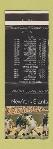 Matchbook Cover - WNEW Radio New York Giants football schedule Palisades Park