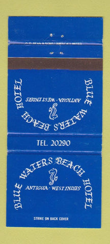 Matchbook Cover - Blue Waters Beach Hotel Antigua West Indies 30 Strike
