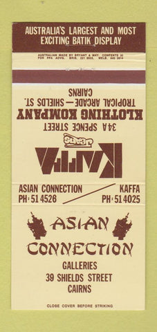 Matchbook Cover - Asian Connection Kaffa Australia clothes 30 Strike