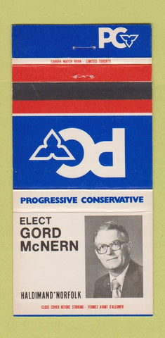 Matchbook Cover - Gord McNern Election Progressive Conservative Canada 30 Strike