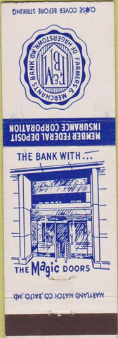 Matchbook Cover - Farmers Merchants Bank Hagerstown MD