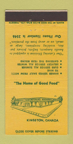 Matchbook Cover - Metcalfe's Restaurant Kingston ON 30 Strike