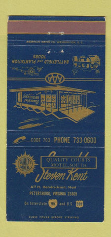 Matchbook Cover - Steven Rent Motel Petersburg VA 30 Strike