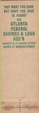 Matchbook Cover - Atlanta Federal Savings Bank Atlanta GA