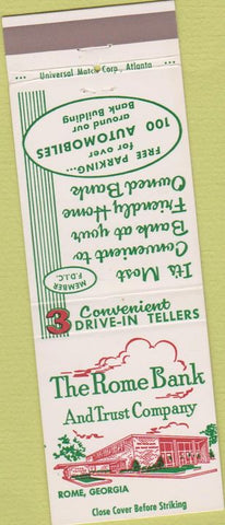 Matchbook Cover - Rome Bank  and  Trust Co Rome GA
