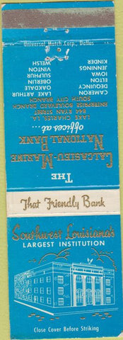 Matchbook Cover - Bank Cameron Elton Kinder Oberlin Sulphur Welsh LA