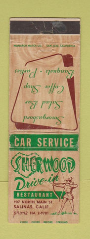 Matchbook Cover - Sherwood Drive In Salinas CA WEAR