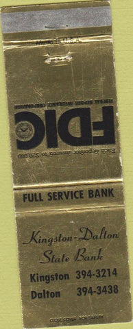 Matchbook Cover - Kingston Dalton State Bank GA