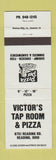Matchbook Cover - Victor's Tap Room Pizza Reading OH