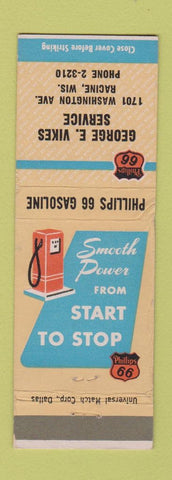 Matchbook Cover - George Vikes Phillips 66 oil gas Racine WI