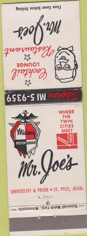 Matchbook Cover - Mr. Joe's Cocktail Lounge St Paul MN