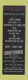 Matchbook Cover - Uniforms Hemet CA