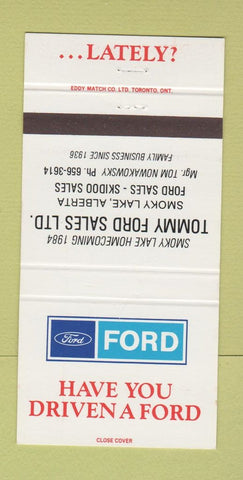 Matchbook Cover - Tommy Ford Smoky Lake AB Skidoo snowmobiles 30 Strike
