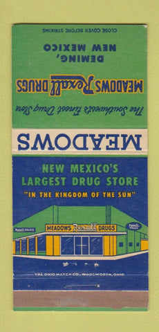Matchbook Cover - Meadows Rexall Drug Stores Deming NM 30 Strike